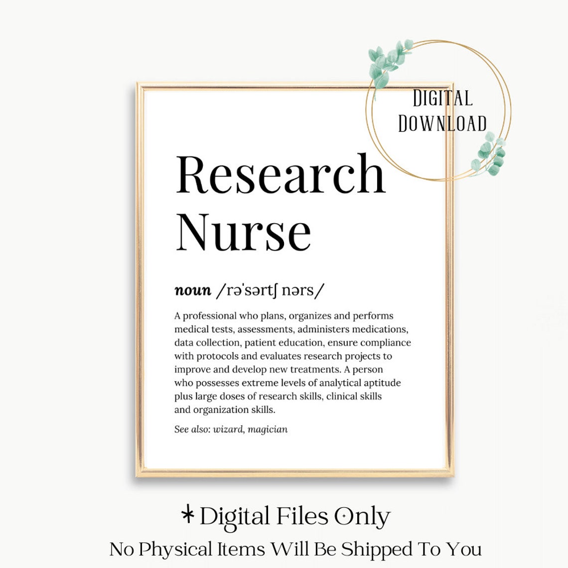 Research Nurse Wizard Magician Dictionary Definition Gift Poster - Image 3