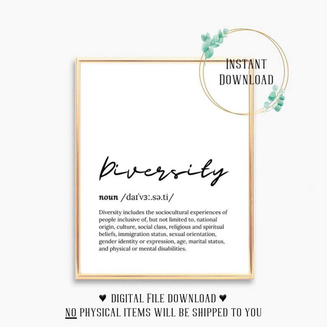 Diversity Definition Script Typography Inspirational Word Poster