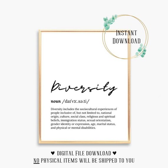 Diversity Definition Script Typography Inspirational Word Poster