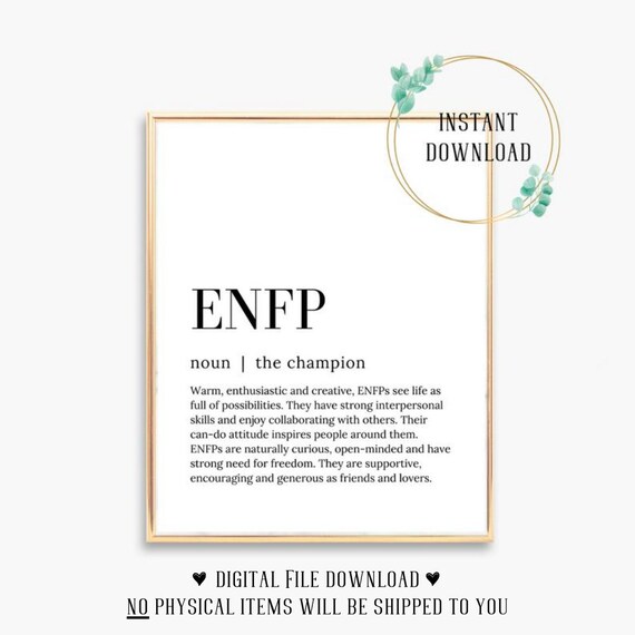 ENFP The Champion Personality Type Dictionary Definition Quote Poster