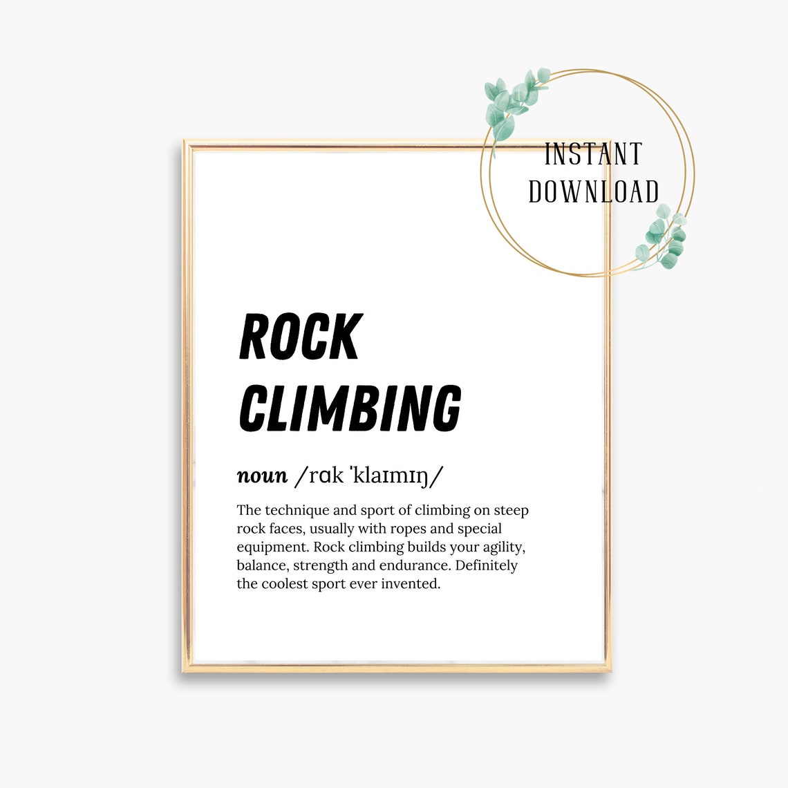 Rock Climbing Dictionary Definition Funny Climber Gift Quote Poster