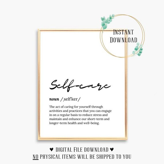 Self Care Definition Script Typography Inspirational Word Poster