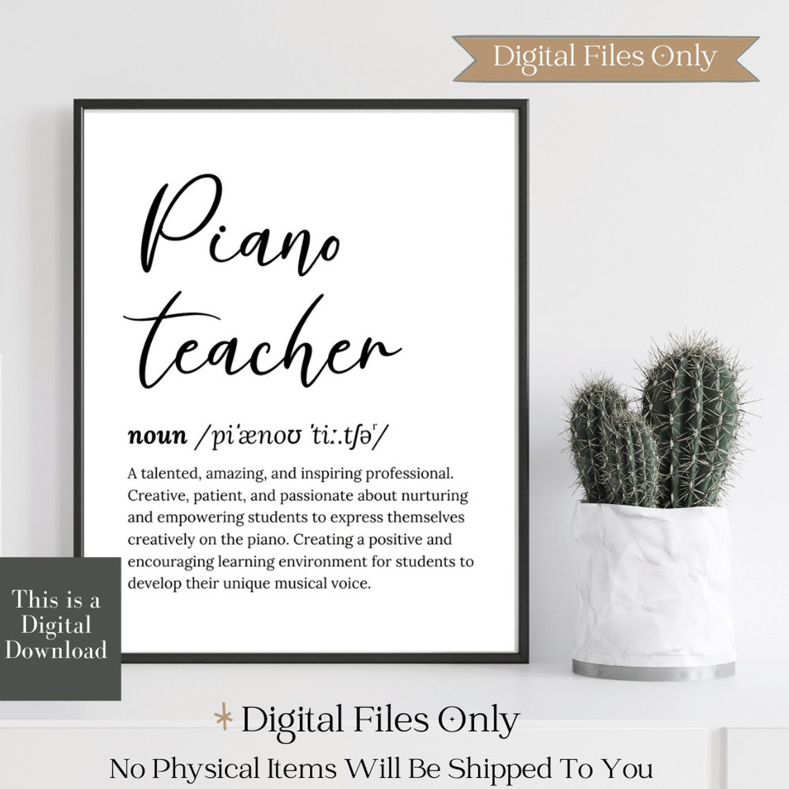 Piano Teacher Dictionary Definition Script Font Thank You Poster - Image 3