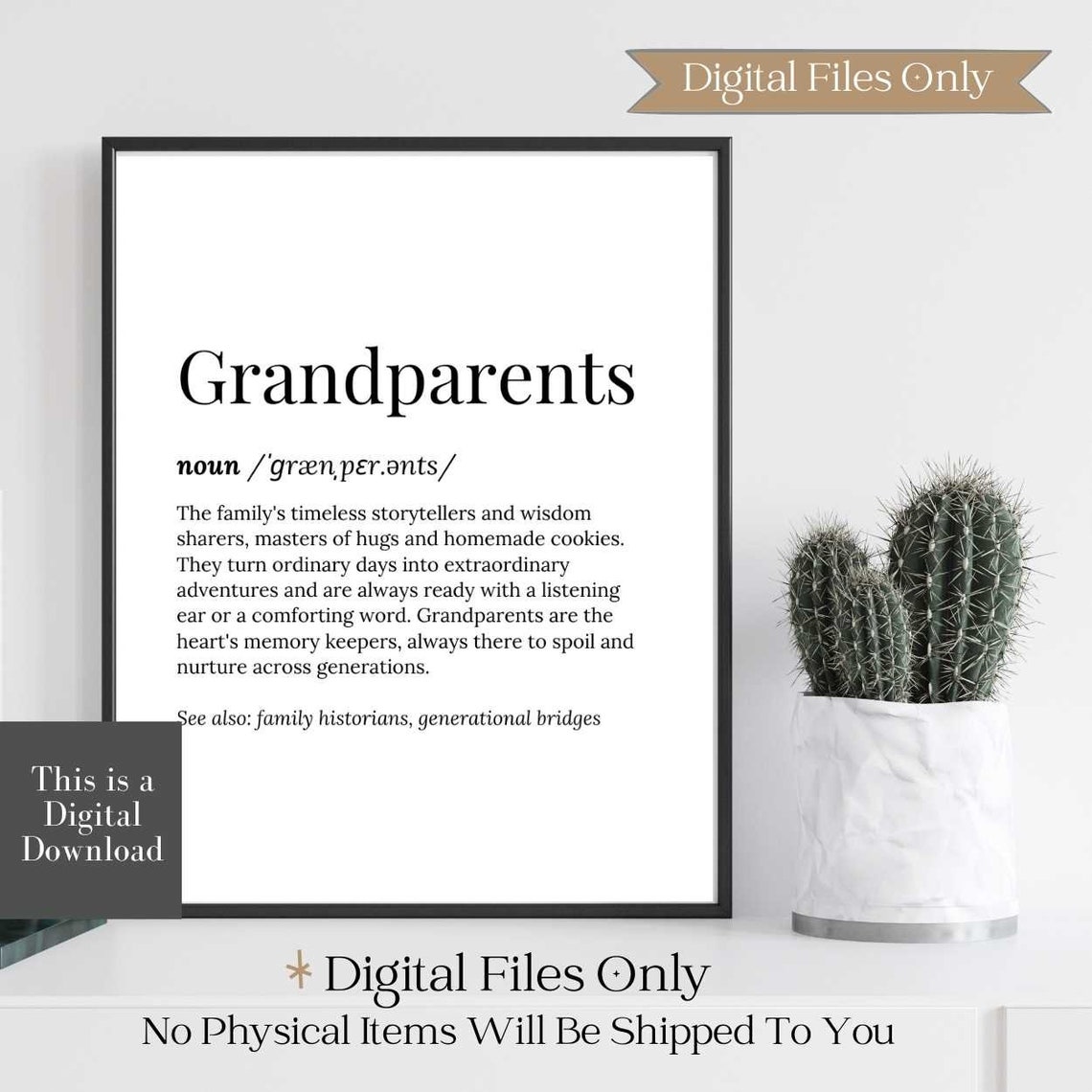Grandparents Definition Dictionary Typography Style Gift Poster - Image 3