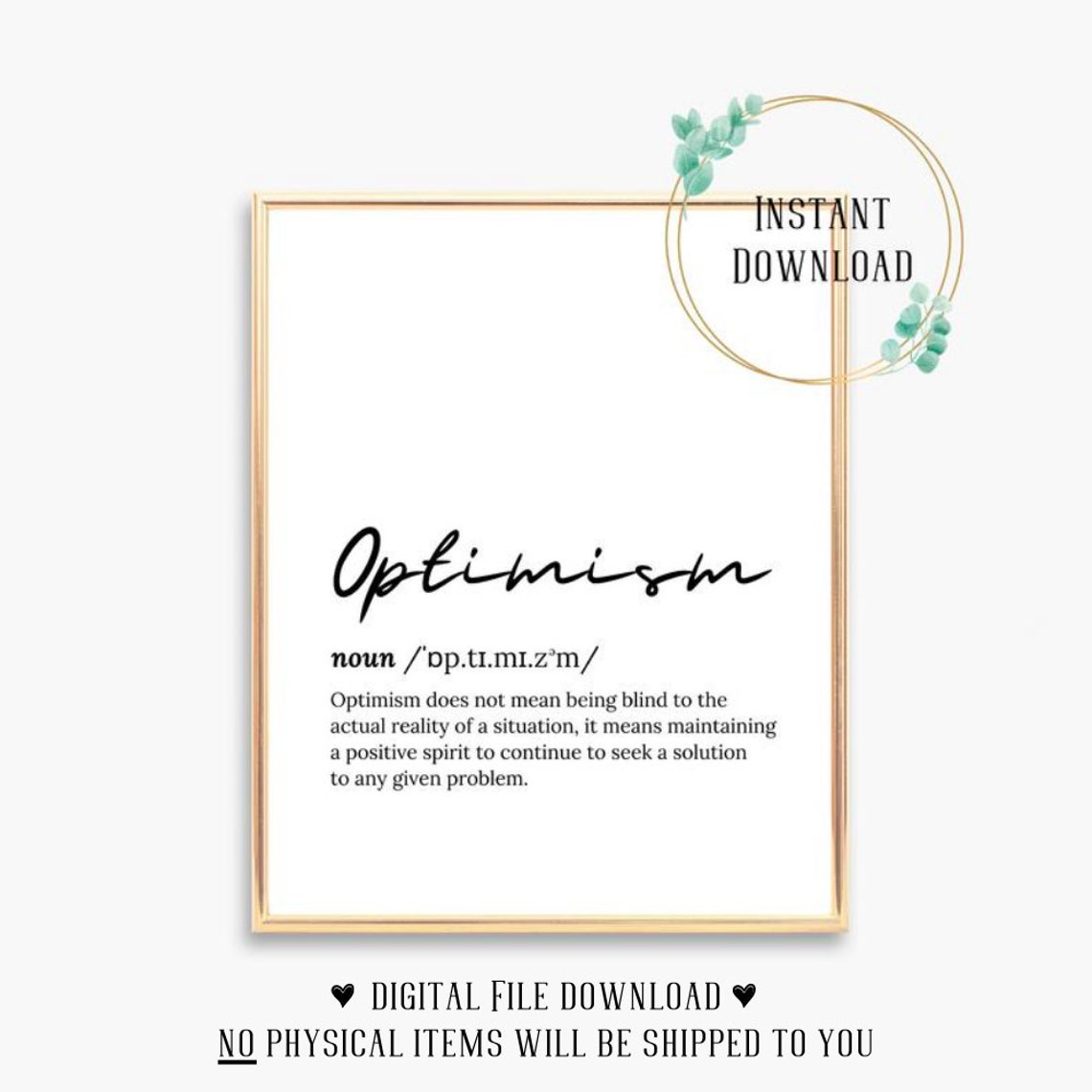 Optimism Dictionary Definition Script Font Inspirational Poster