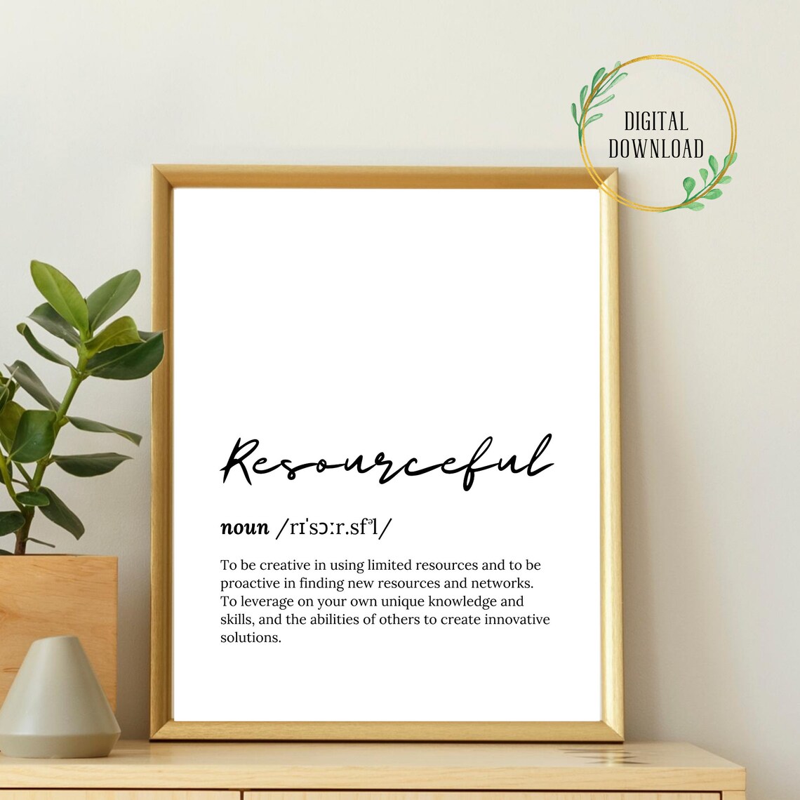 Resourceful Definition Meaning Dictionary Script Typography Wall Poster - Image 2
