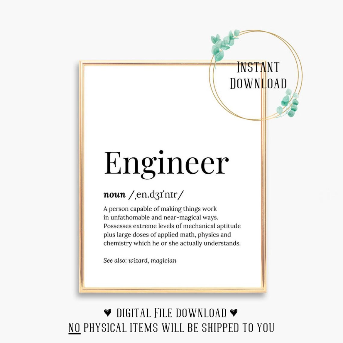 Engineer Funny Dictionary Definition Graduation Gift Wizard Poster