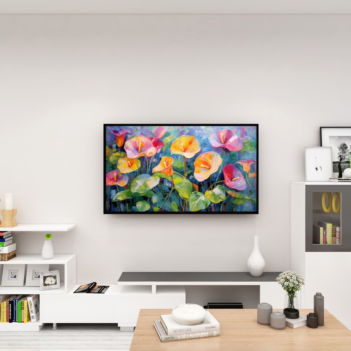 Tropical Flower Impressionist Art Print, Colorful Floral