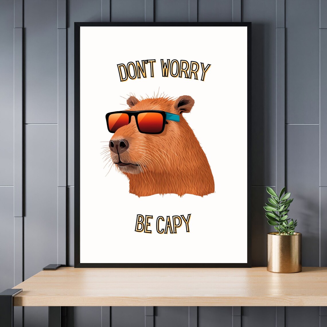 Don't Worry Be Capybara Funny Wall Art Poster - Image 2