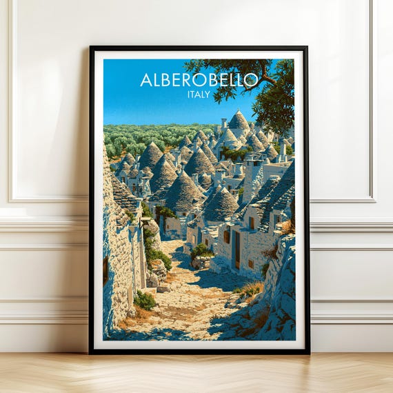 Alberobello Italy Travel Poster Vintage Europe Landmark Wall Art Print For Home Decor