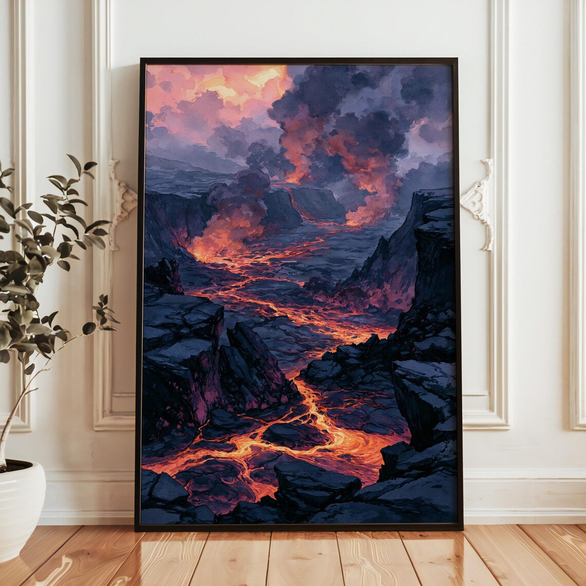 Hawaii Volcanoes National Park Watercolor Travel Poster