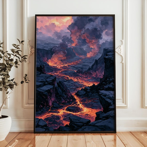 Hawaii Volcanoes National Park Watercolor Travel Poster