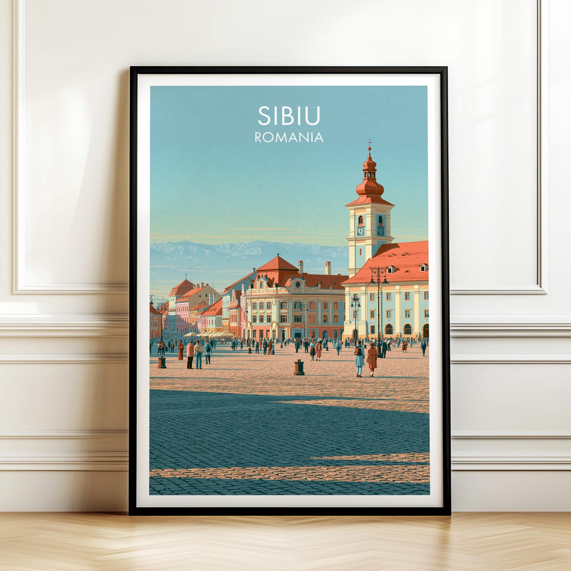 Sibiu Romania Vintage Travel Poster