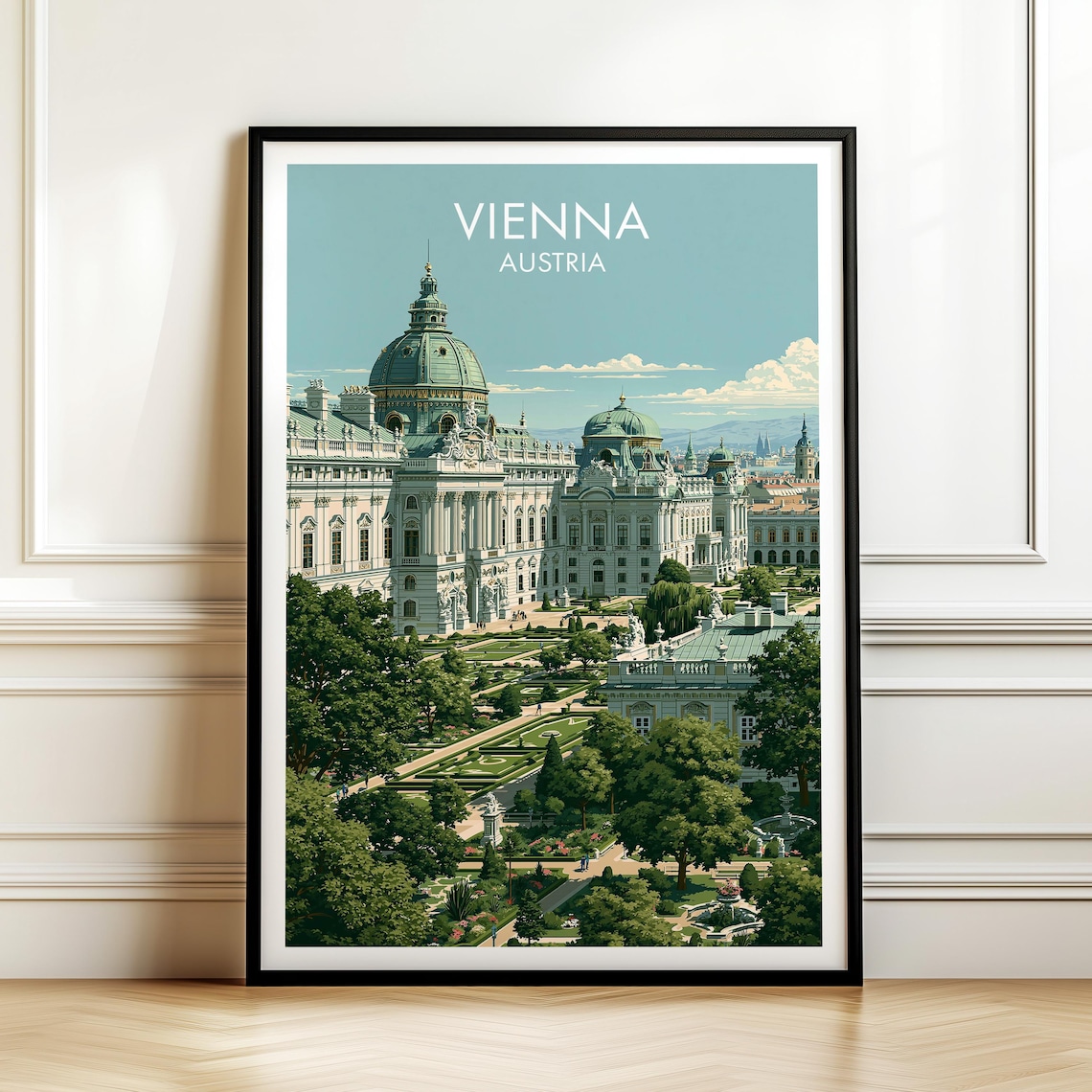 Vienna Austria Vintage Travel Poster, Europe Cityscape