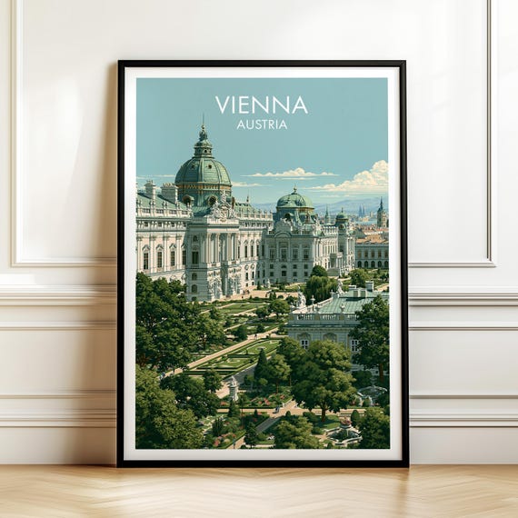 Vienna Austria Vintage Travel Poster, Europe Cityscape