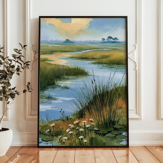 Everglades National Park Watercolor Wetlands Marsh Landscape Poster