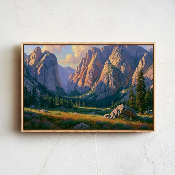 Kings Canyon Sierra Granite Cliffs Sunset Vintage Landscape Poster