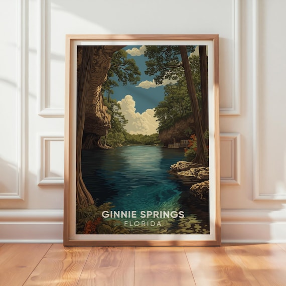 Ginnie Springs Florida Vintage Travel Poster