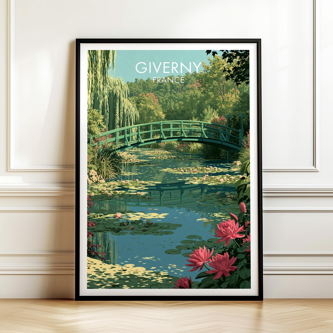 Monets Garden Giverny France Vintage Travel Poster