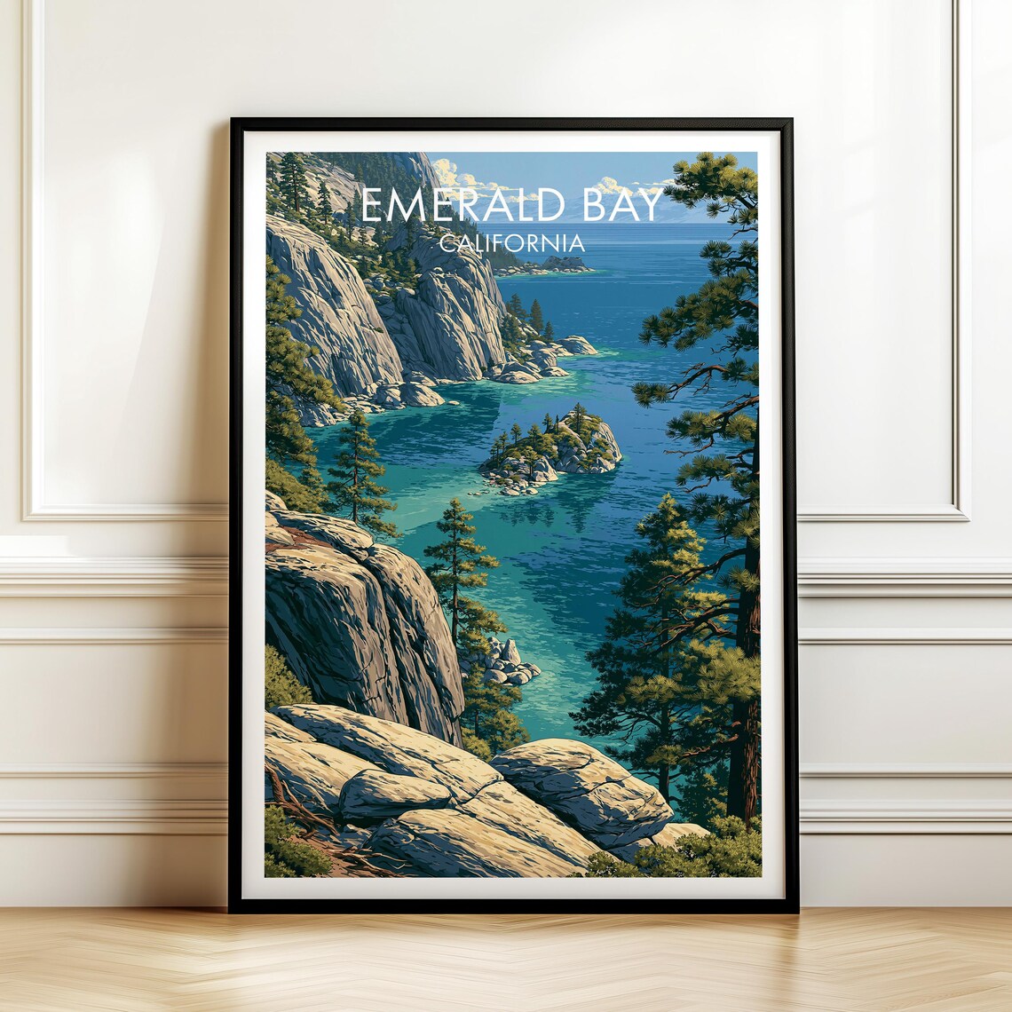 Emerald Bay California Turquoise Lake Tahoe Granite Cliffs Travel Poster