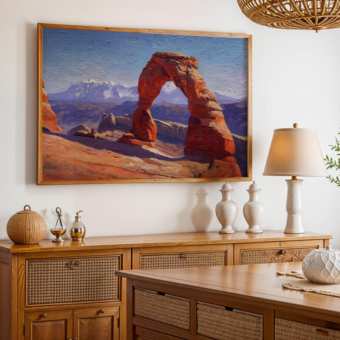 Arches National Park Poster, Oil Painting Landscape