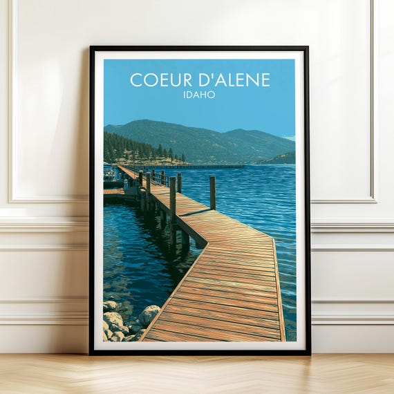 Coeur Dalene Idaho Poster Usa Travel Wall Art American Landmark Print Gift