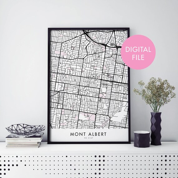 Mont Albert Melbourne VIC 3127 Street Map Minimalist Black White Poster
