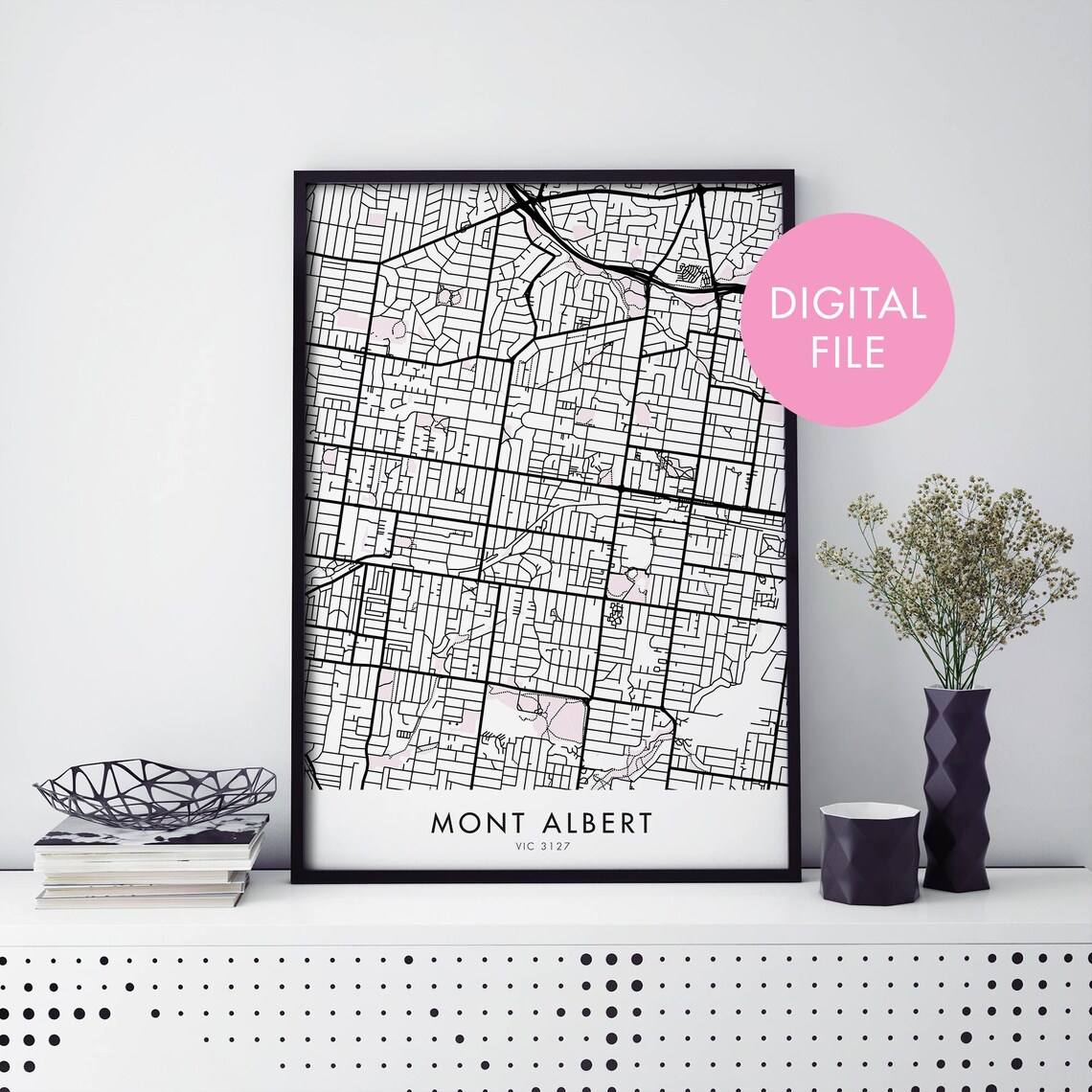 Mont Albert Melbourne VIC 3127 Street Map Minimalist Black White Poster