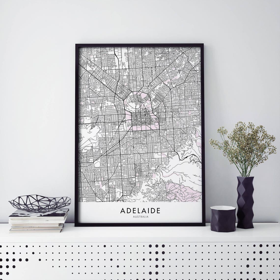 Adelaide Australia Minimalist City Street Map Line Art Poster