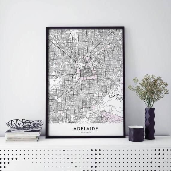 Adelaide Australia Minimalist City Street Map Line Art Poster