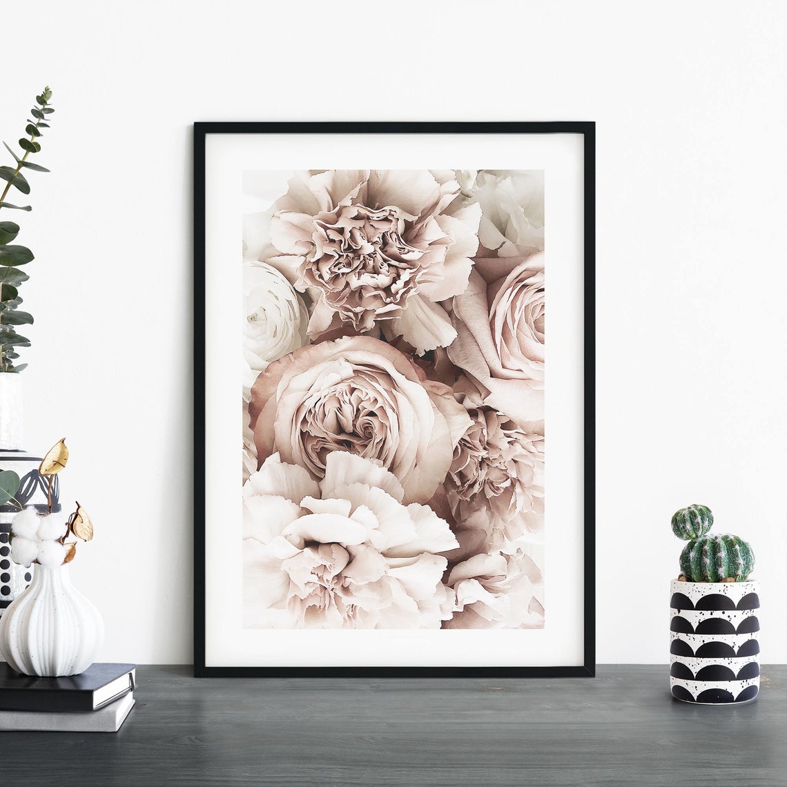 Blush Pink Carnation Rose Bouquet Floral Close Up Photo Wall Poster