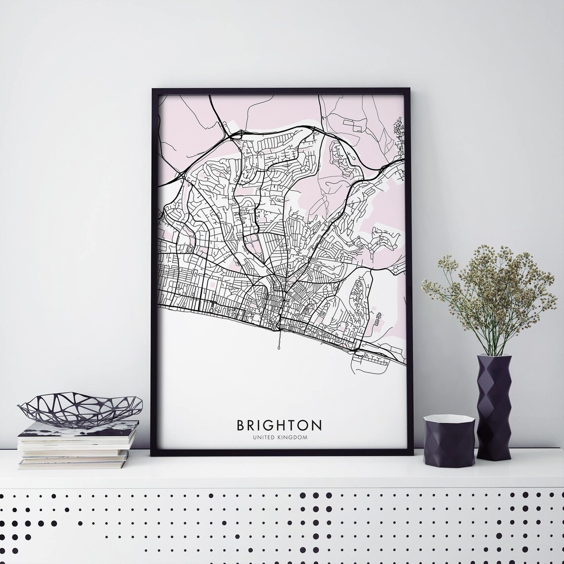 Brighton United Kingdom Minimalist City Map Seaside Decor Poster