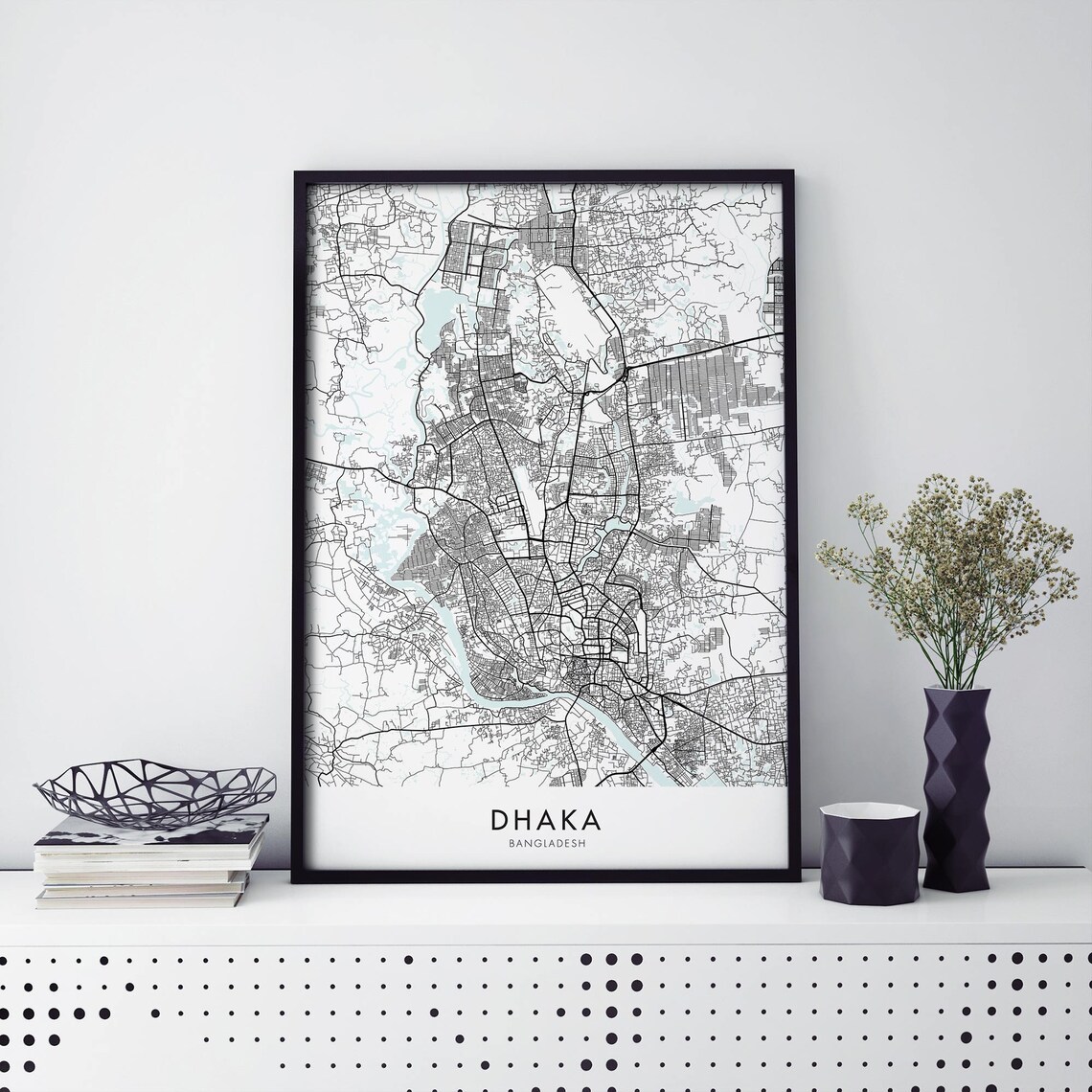 Dhaka Bangladesh Minimal City Street Map Travel Lover Modern Map Art Poster