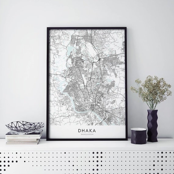 Dhaka Bangladesh Minimal City Street Map Travel Lover Modern Map Art Poster