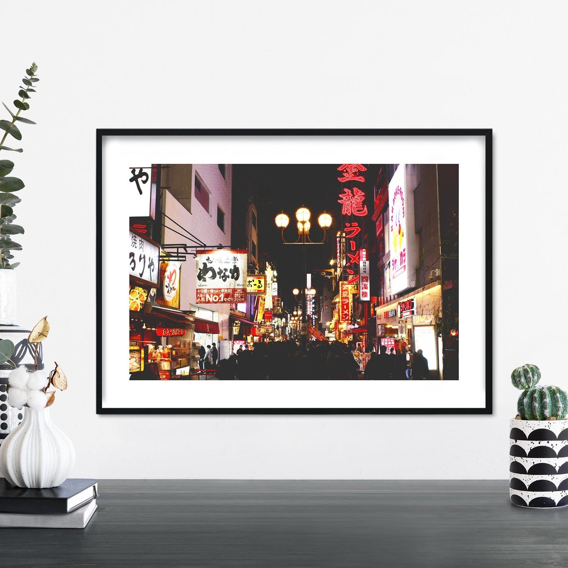 Dotonbori Osaka Night Neon Street Signs Crowd Japan Travel Poster