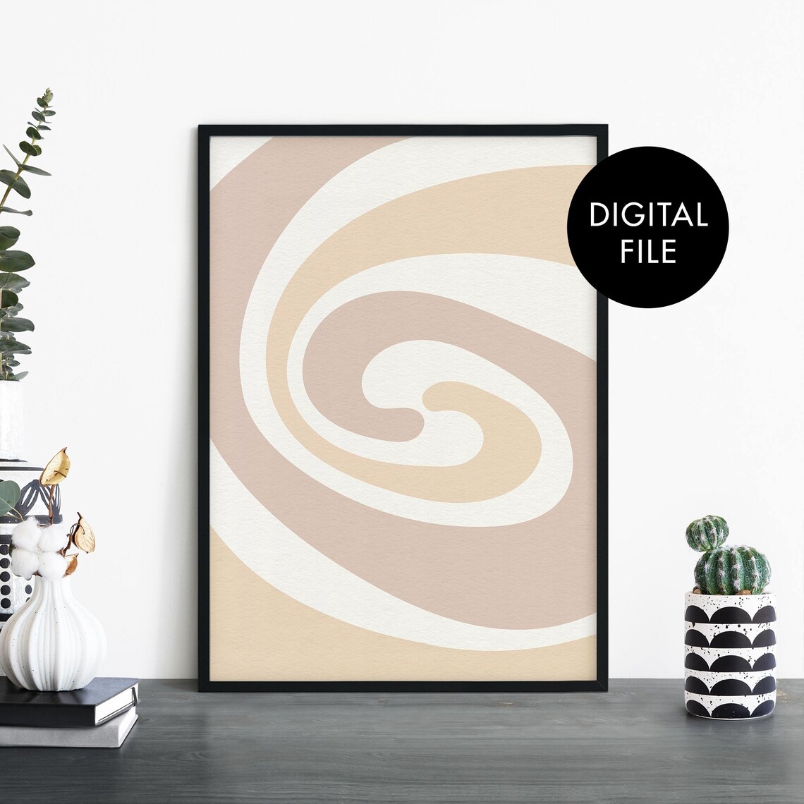 Organic Hues Beige Swirl Abstract Minimalist Modern Art Poster