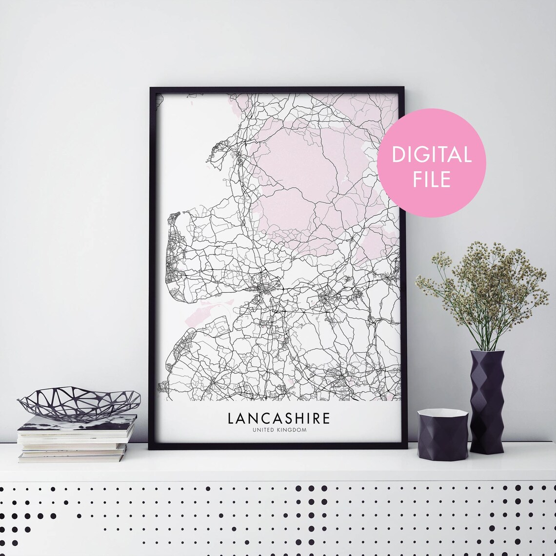 Lancashire England UK City Map Art Print