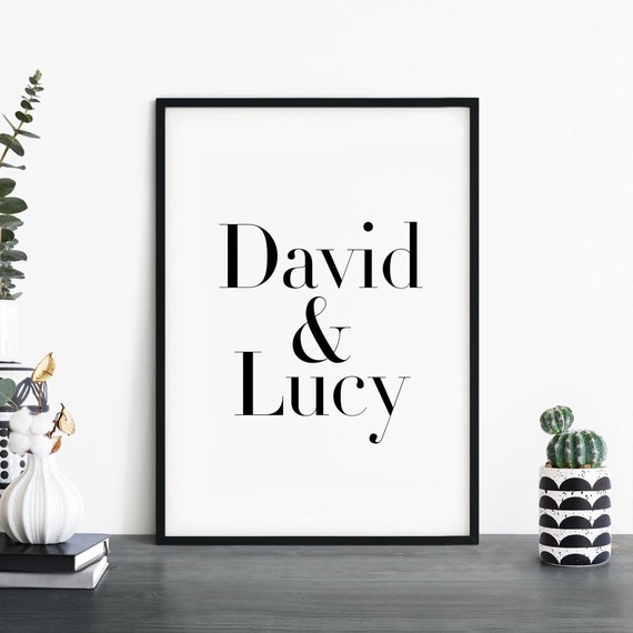 Custom Couples Names Poster Print Wall Art Personalized Text Your Here