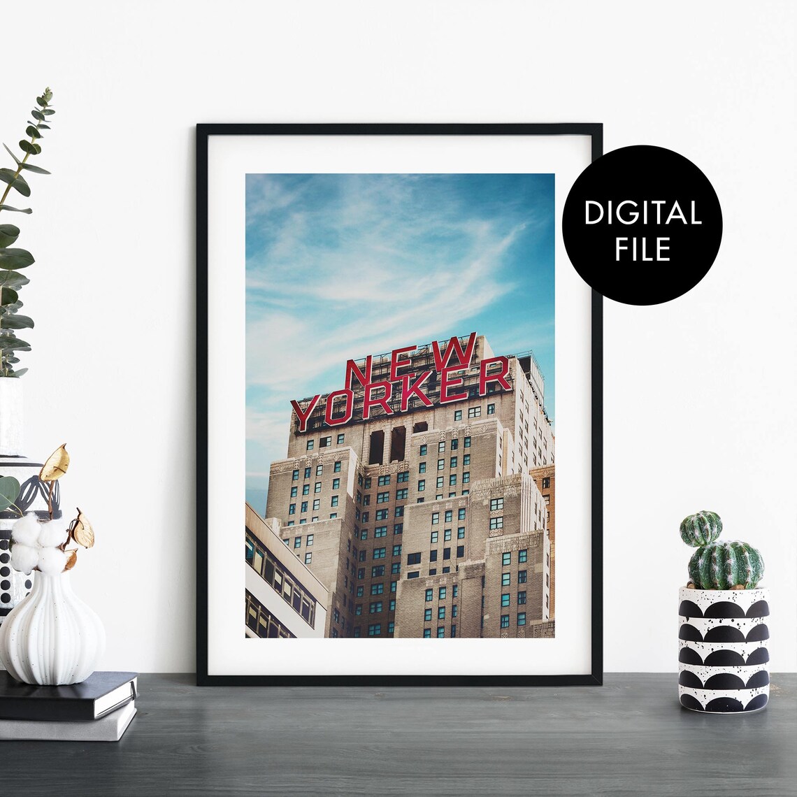 New Yorker Hotel Sign Vintage Building Photography NYC Wall Poster