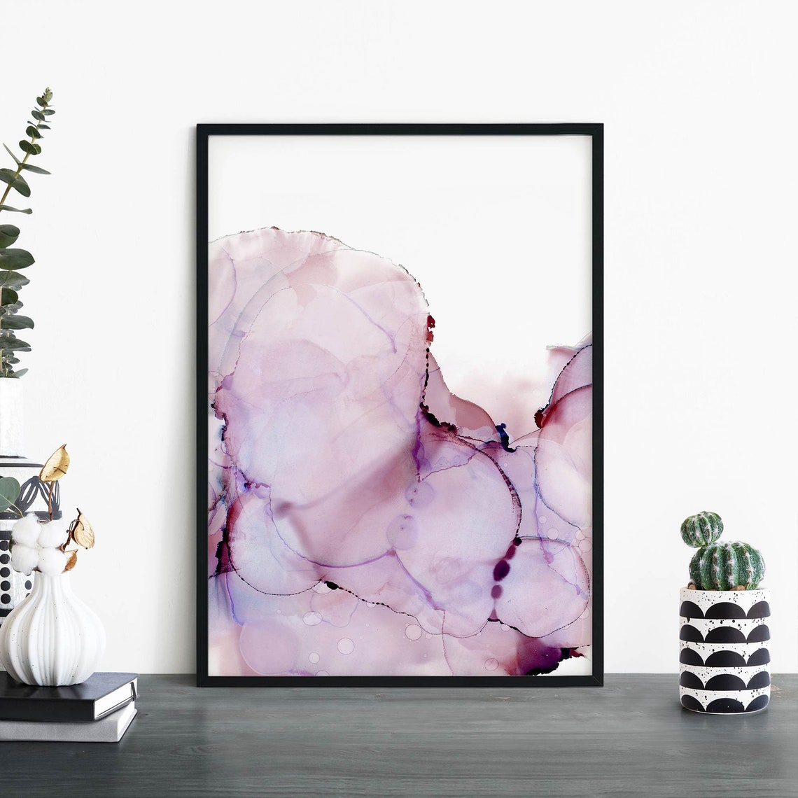 Soft Blush Pink Alcohol Ink Dreamy Abstract Watercolor Flow Poster