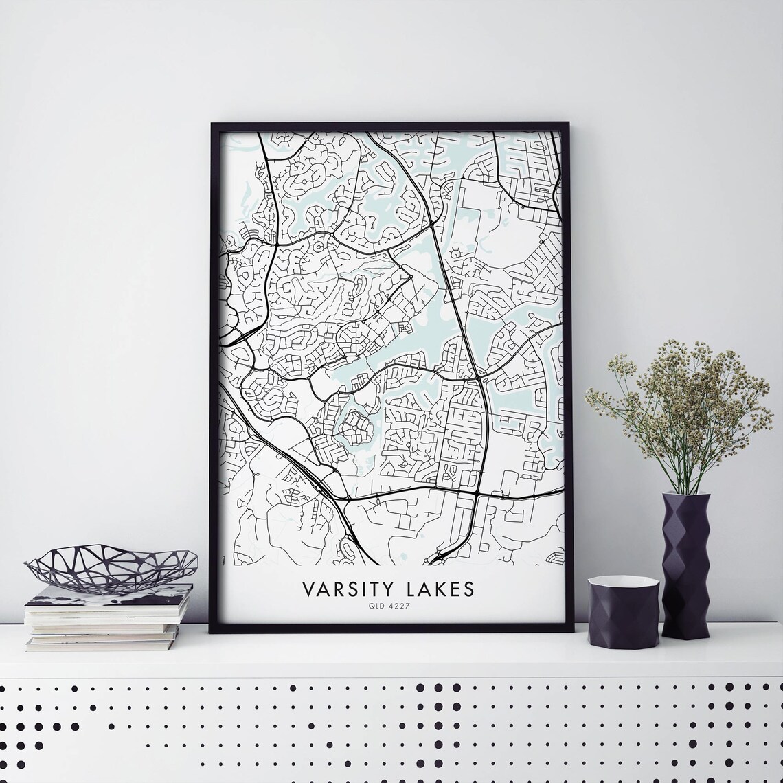 Varsity Lakes QLD 4227 Minimalist City Map Street Line Art Decor Poster