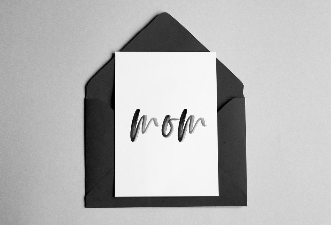 Mom Watercolor Brush Script Minimal Mother's Day Card Wall Art