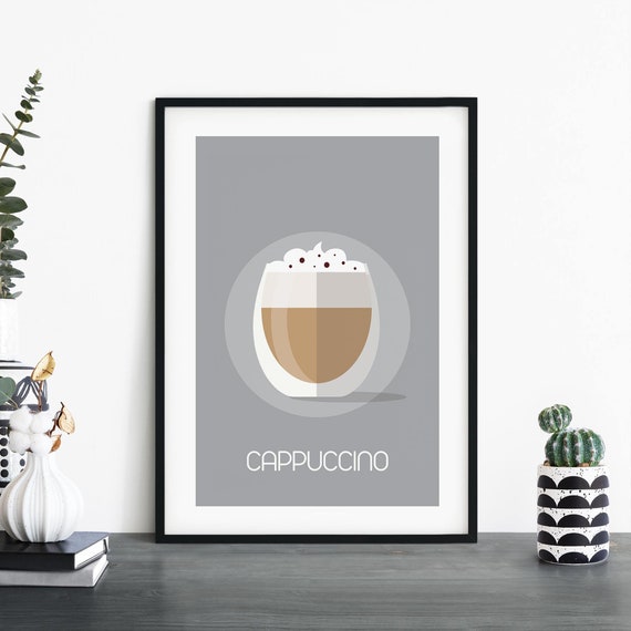 Cappuccino Coffee Illustrative Print Wall Art 4x6 5x7 A4 A3 A2 A1