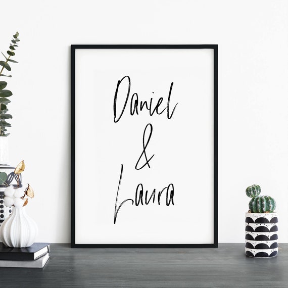 Custom Couples Names Poster Print Wall Art Personalized Text Your Here
