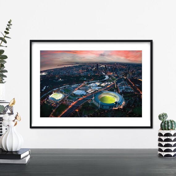 Melbourne Cricket Ground Sunset Aerial Photography Wall Poster