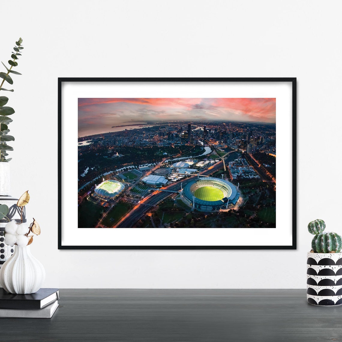Melbourne Cricket Ground Sunset Aerial Photography Wall Poster