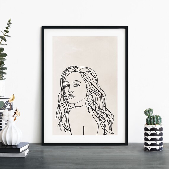 Young And Carefree Female Fashion Line Drawing Print Wall Art 4x6 5x7 A4 A3 A2 A1