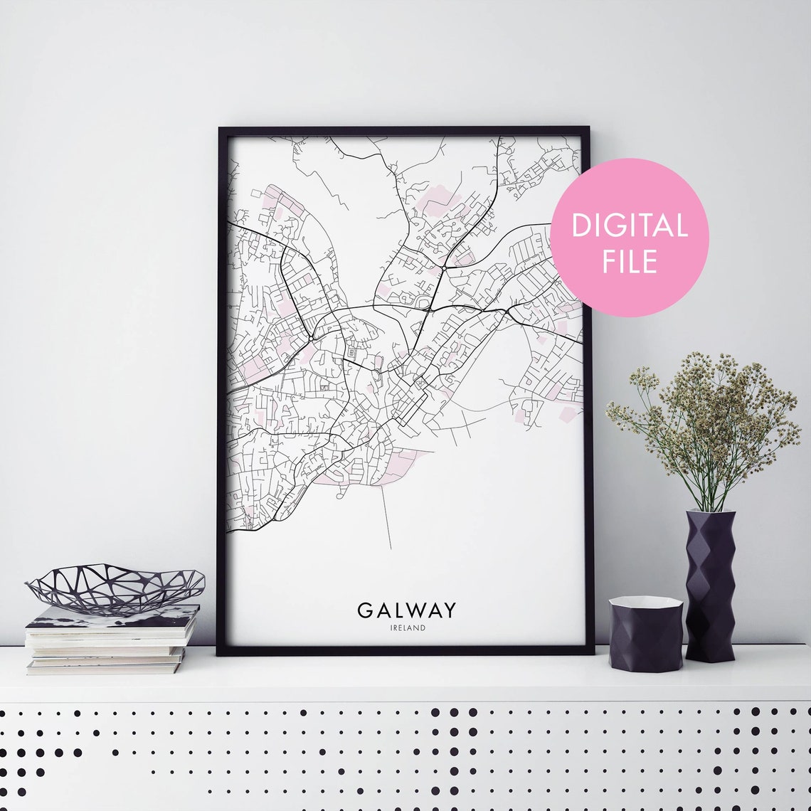 Galway Ireland City Map Art Print