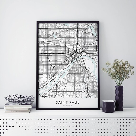 Saint Paul Minnesota City Map Minimalist Line Art Decor Poster