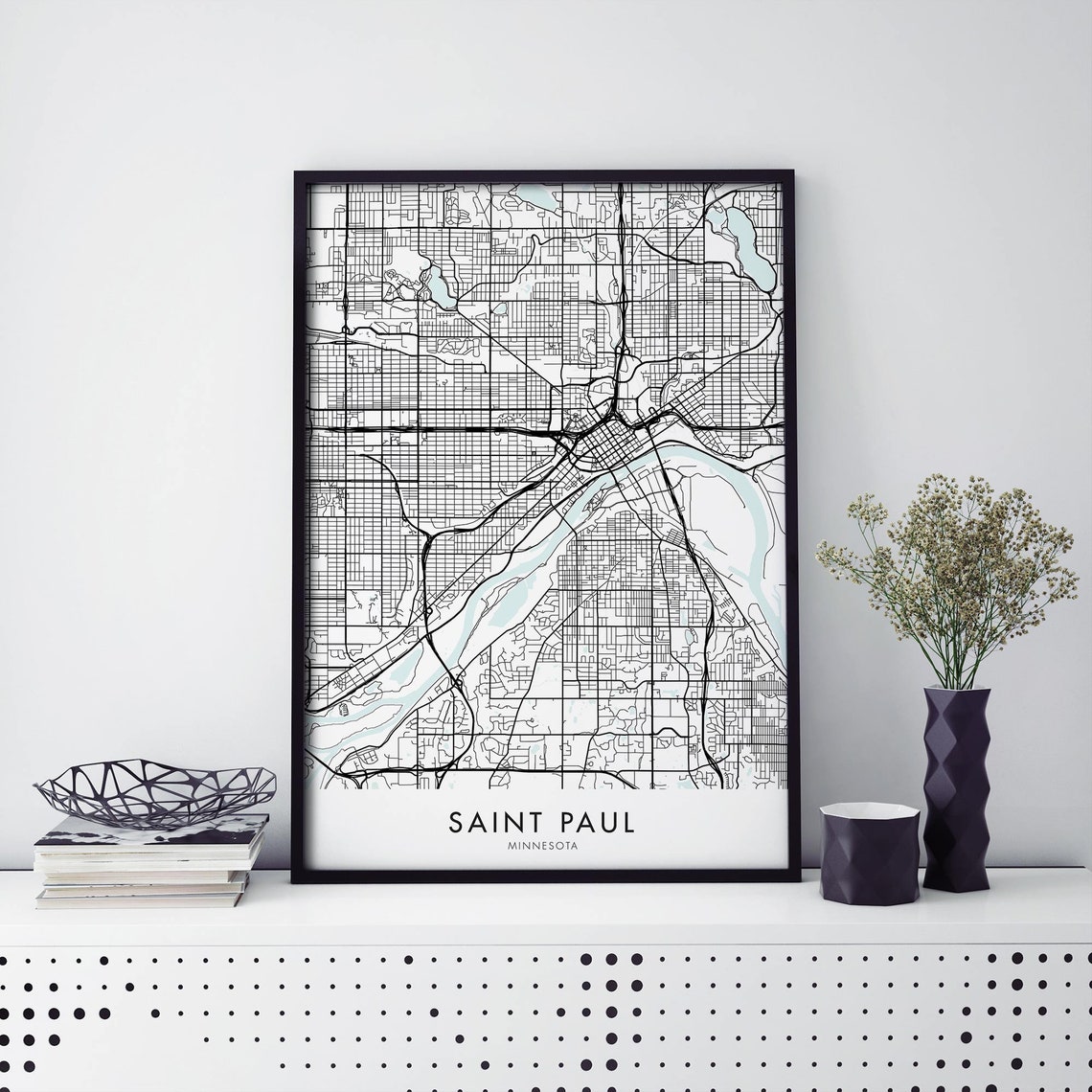 Saint Paul Minnesota City Map Minimalist Line Art Decor Poster